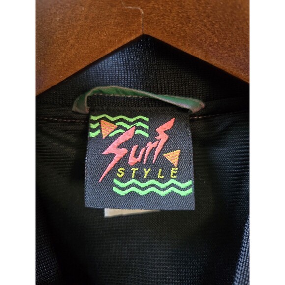 Vintage Surf Style Jacket Mens Sz L Iridescent Purple Y2K Retro Full Zip Bomber - Picture 13 of 14